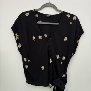 Madewell‎ Black Wrap Tie Front Daisy Blouse